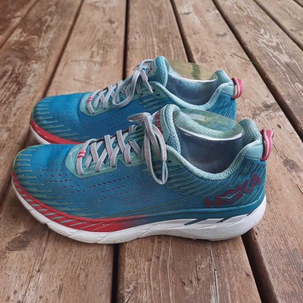 Hoka One One Clifton 5 Road Running Shoes Marlin Blue Ribbon Sneakers Size 9 - Picture 7 of 15